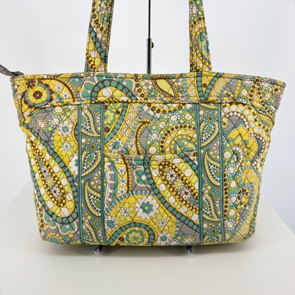 Vera Bradley Handbags - Vera Bradley Tote Lemon Parfait Paisley Quilted Shoulder Bag Retro Teacher BoHo
